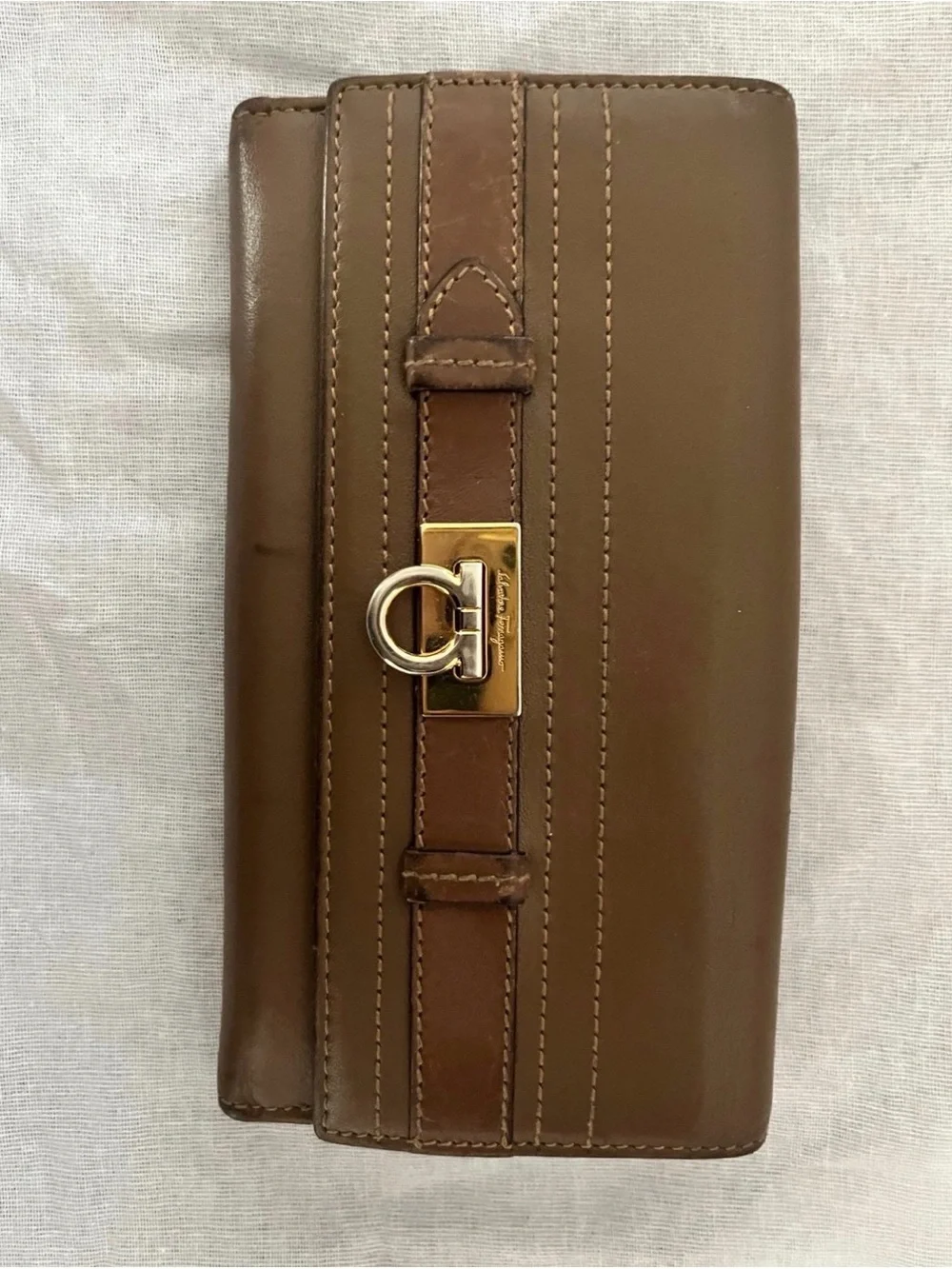 Salvatore Ferragamo Brown Leather Continental Wallet